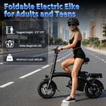 A14 Foldable Electric Bike, Ebike with Peak 1000W Motor & 48V 10Ah 480Wh Battery, Max 25MPH & 45Miles E-bikes, 14" Tire Folding Ebike for Adults, Dual Disc Brakes Folding Electric Bike for Adults