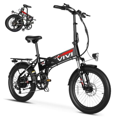 Vivi Folding Electric Bike for Adults, 20" x 2.4 Fat Tire Ebike, Peak 1000W Foldable Electric Bicycle, 22MPH Commuter E-Bike with 48V Removable Battery, 7 Speed, SGS Certified to UL2849