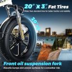 Aelith Folding Electric Bike for Adults – 1000W Motor, 20"x3" Fat Tire, 48V 20AH Removable Battery, All-Terrain E-Bike with 7-Speed, Front Suspension – Powerful Foldable Ebike for Commuter-ek5 White