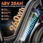 Ihahvc 1500W Peak Motor Electric Bike for Adults Up to 80 Miles 30MPH Ebike 20" x 4 Fat Tire 48V 20Ah Removable Battery Mountain E Bike Commuter Full Suspension Bicycles for Men Women Black