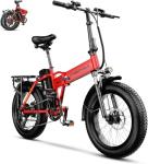 Aoango 1000W Folding Electric Bike, 48V 20AH Large Removable Battery E Bike, 30+MPH, 80 Miles Max Range, 20" Fat Tire Electric Bike for Adults
