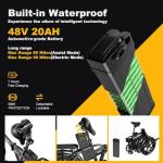 Auloor 1000W Folding Electric Bike, 48V 20AH Large Removable Battery E Bike,30+MPH, 80 Miles Max Range, 20" Fat Tire Electric Bike for Adults, Adult Electric Bicycles for Commute Beach Snow White