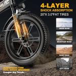 Auloor 1000W Folding Electric Bike, 48V 20AH Large Removable Battery E Bike,30+MPH, 80 Miles Max Range, 20" Fat Tire Electric Bike for Adults, Adult Electric Bicycles for Commute Beach Snow White