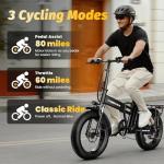 Cybervelo 1000W Folding Electric Bike,48V 20AH Removable Battery EBike,30+MPH,80 Miles Max Range Electric Bike for Adults, 20" Fat TireFoldable ebike, Adult Electric Bicycles