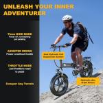 Auloor 1000W Folding Electric Bike, 48V 20AH Large Removable Battery E Bike,30+MPH, 80 Miles Max Range, 20" Fat Tire Electric Bike for Adults, Adult Electric Bicycles for Commute Beach Snow White