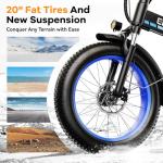 Kebiko 1000W Folding Electric Bike,48V 20AH Removable Battery E Bike,30+MPH,80 Miles Max Range Electric Bike for Adults,20" Fat Tire Foldable ebike,Adult Electric Bicycle for Commute Beach Snow