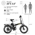 Kebiko 1000W Folding Electric Bike,48V 20AH Removable Battery E Bike,30+MPH,80 Miles Max Range Electric Bike for Adults,20" Fat Tire Foldable ebike,Adult Electric Bicycle for Commute Beach Snow