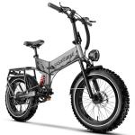 VEBLUE 1500W Folding Electric Bike for Adults,52V 20Ah Removable Battery Ebike with 30+MPH 70 Miles Max,20" x4.0 Fat Tire E-Bike, Foldable Dual Suspension Electric Bicycle for Commute,Mountain-Gray