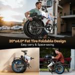 1500W Folding Electric Bike for Adults,52V 20Ah Removable Battery Ebike with 30+MPH 70 Miles Max,20"x4.0 Fat Tire E-bike, Foldable Dual Suspension Electric bicycle for Commute,Mountain-Blue+Basket