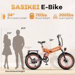 1500W Folding Electric Bike for Adults,52V 20Ah Removable Battery Ebike with 30+MPH 70 Miles Max,20"x4.0 Fat Tire E-bike, Foldable Dual Suspension Electric bicycle for Commute,Mountain-Orange+Basket