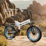 VEBLUE 1500W Folding Electric Bike for Adults,52V 20Ah Removable Battery Ebike with 30+MPH 70 Miles Max,20" x4.0 Fat Tire E-Bike, Foldable Dual Suspension Electric Bicycle for Commute,Mountain-Blue