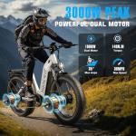 Dual Motor Electric Bike, 3000W Peak Power