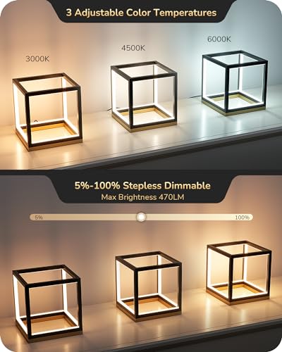 Modern LED Table Lamp with Solid Wood Base