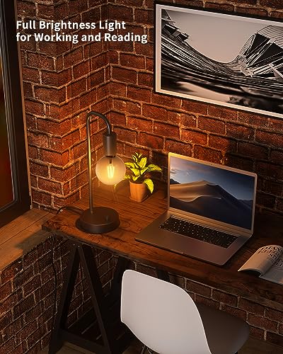 ONEWISH Dimmable Industrial Nightstand Table Lamp