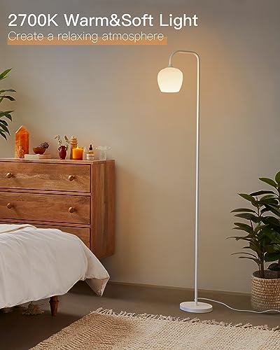 Modern White Floor Lamp with Opal Glass Shade