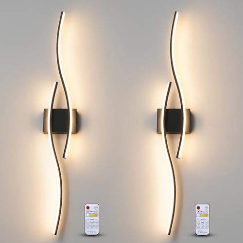 Modern Dimmable LED Wall Sconce Set with Remote