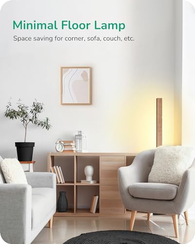 Wood LED Corner Floor Lamp with Remote Control
