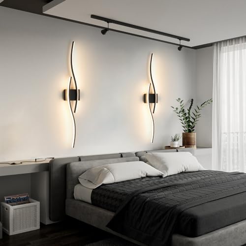 Modern Dimmable LED Wall Sconce Set with Remote