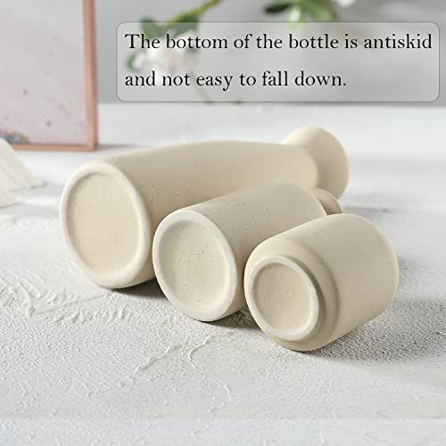 Beige Ceramic Vase Set of 3 for Decor