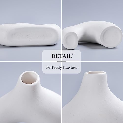 Set of 2 White Ceramic Minimalist Vases