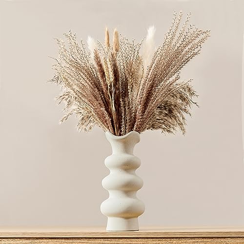 Modern White Ceramic Vase for Pampas Grass