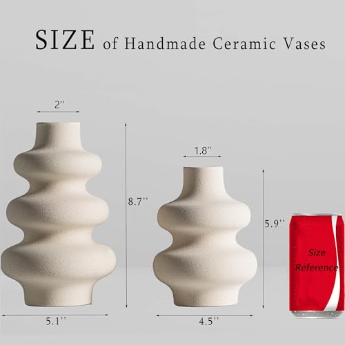 Modern Off White Ceramic Vases Set of 2
