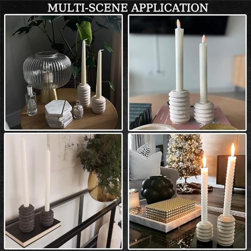 Beige Travertine Candle Holders Set of 2