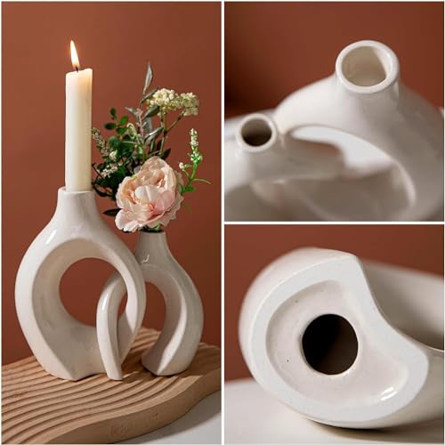 Matte Ceramic Candle Holders Set of 2