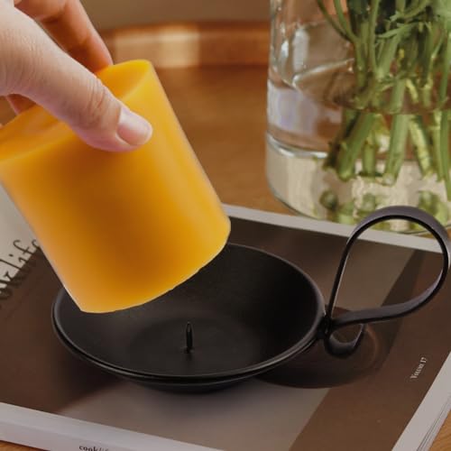 Matte Black Iron Candle Holder with Handle