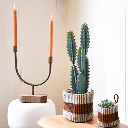 Asymmetrical Wood and Metal Candle Holder