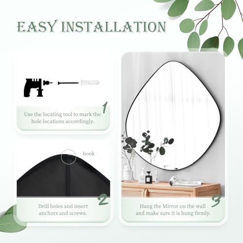 Modern Square Wall Mirror with Black Metal Frame