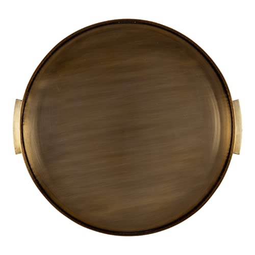 Kate and Laurel Samana Round Metal Tray, Antique Brass