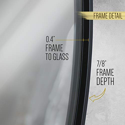 Black Framed 24" Round Wall Mirror - Minimalist Design