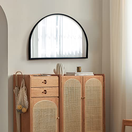 WAMIRRO Curved Black Minimalist Wall Mirror