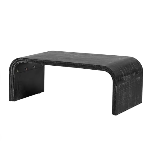 Curved Art Deco Minimalist Coffee Table - Antique Black