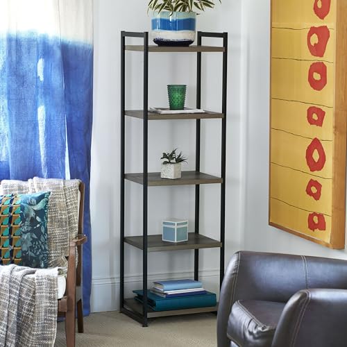 5-Tier Metal Storage Tower with Ashwood Shelf