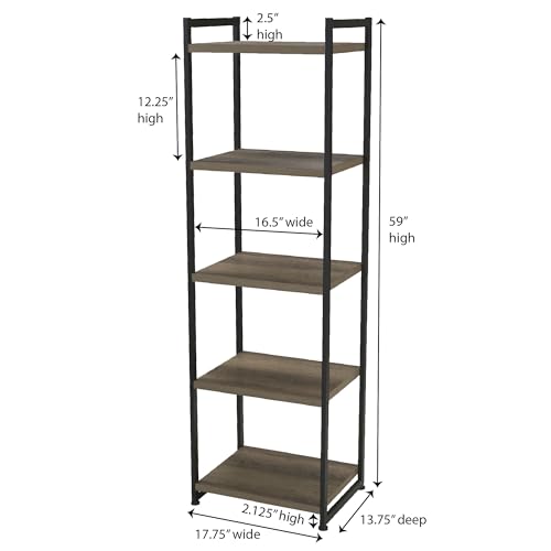 5-Tier Metal Storage Tower with Ashwood Shelf