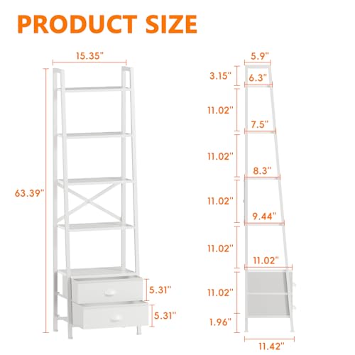 5-Tier Ladder Shelf with Drawers for Any Room