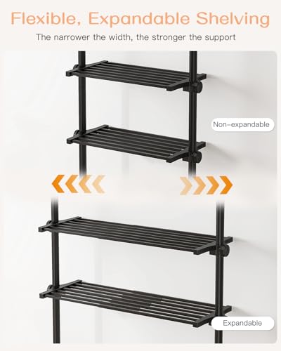 Adjustable 5-Tier Metal Storage Shelves in Black