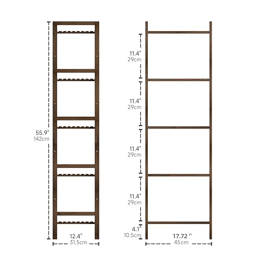 5-Tier Bamboo Bookcase with Adjustable Shelves