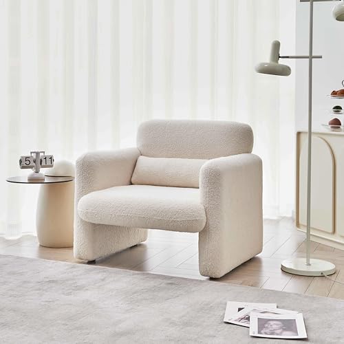 Beige Modern Single Sofa Chair with Arms