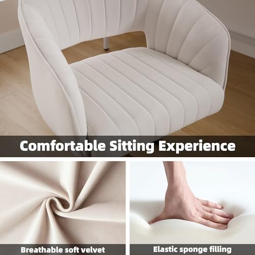 Modern Velvet Rolling Office Chair with Golden Base