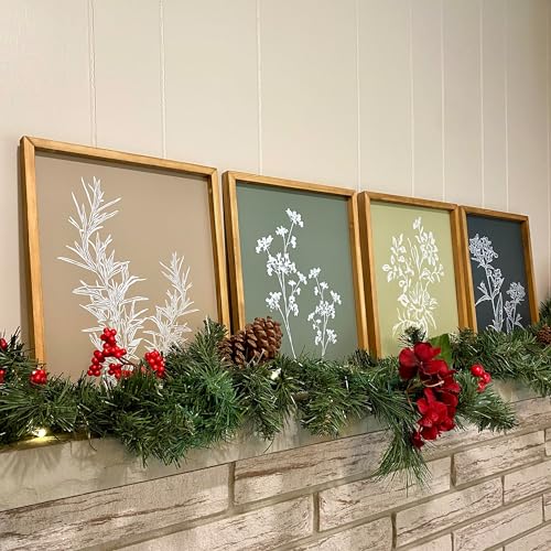 Set of 4 Boho Botanical Framed Wall Art