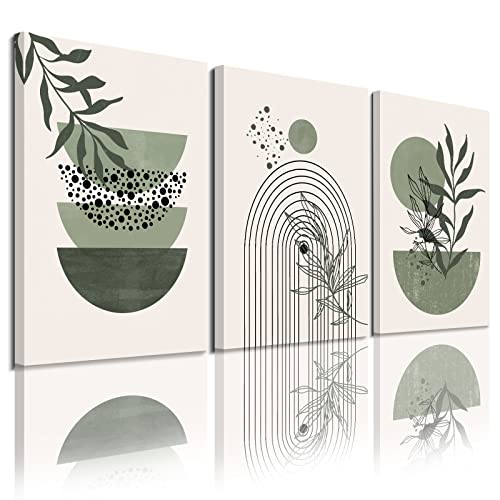 Sage Green Minimalist Wall Art Set of 3