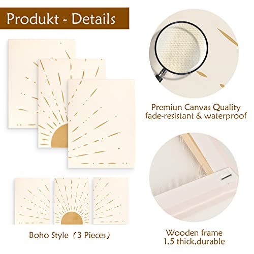 Boho Minimalist Canvas Wall Art Set of 3