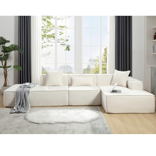 Modern Beige L-Shaped Modular Sofa Set