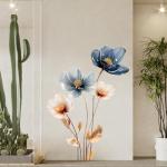 Blue Flower Gold Leaf PVC Wall Sticker