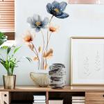 Blue Flower Gold Leaf PVC Wall Sticker