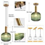 Large Green Glass Pendant Light with Gold Globe