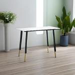 Sleek Black Stone Dining Table with Metal Legs
